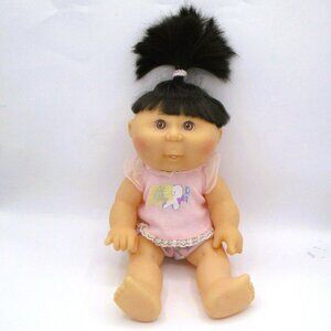 Vintage 1996 Mattel Cabbage Patch Kids Doll W/ Black Hair  Pink Outfit  Vinyl Co